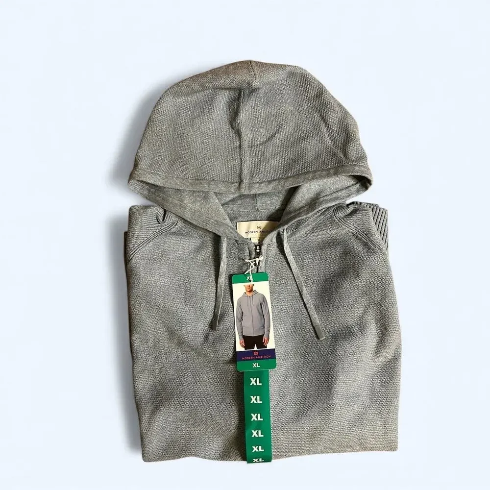 Modern Ambition Men's Full Zip Hooded Sweater Blue XL